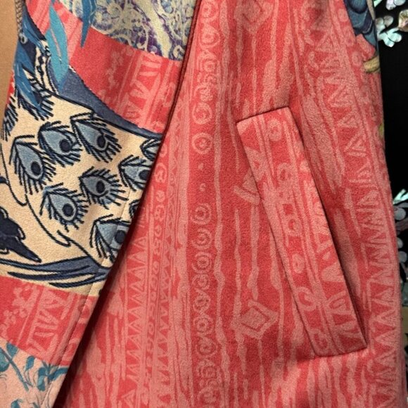 Feratelli Sleeveless Patchwork Vest Multicolor Floral Abstract Open Front M - Picture 6 of 13